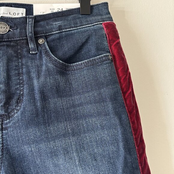 LOFT Made & Loved Skinny Jeans Red Velvet Women Sz 24/00 Office Holiday Preppy - Picture 11 of 16